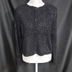 Ann Taylor Black Glitter Cardigan